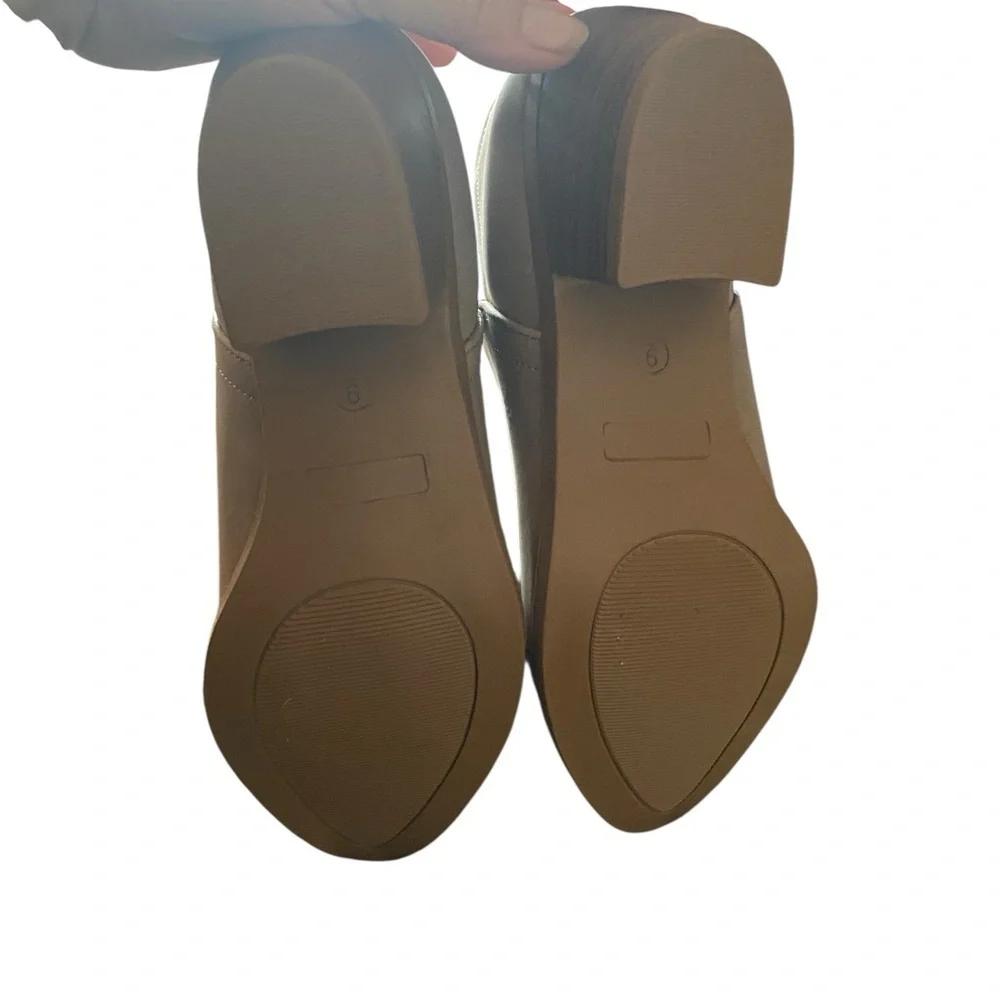 TRENDSUP Tan Ankle Boot Chelsea Square Toe Chunky Low Heel Booties Slip on fall